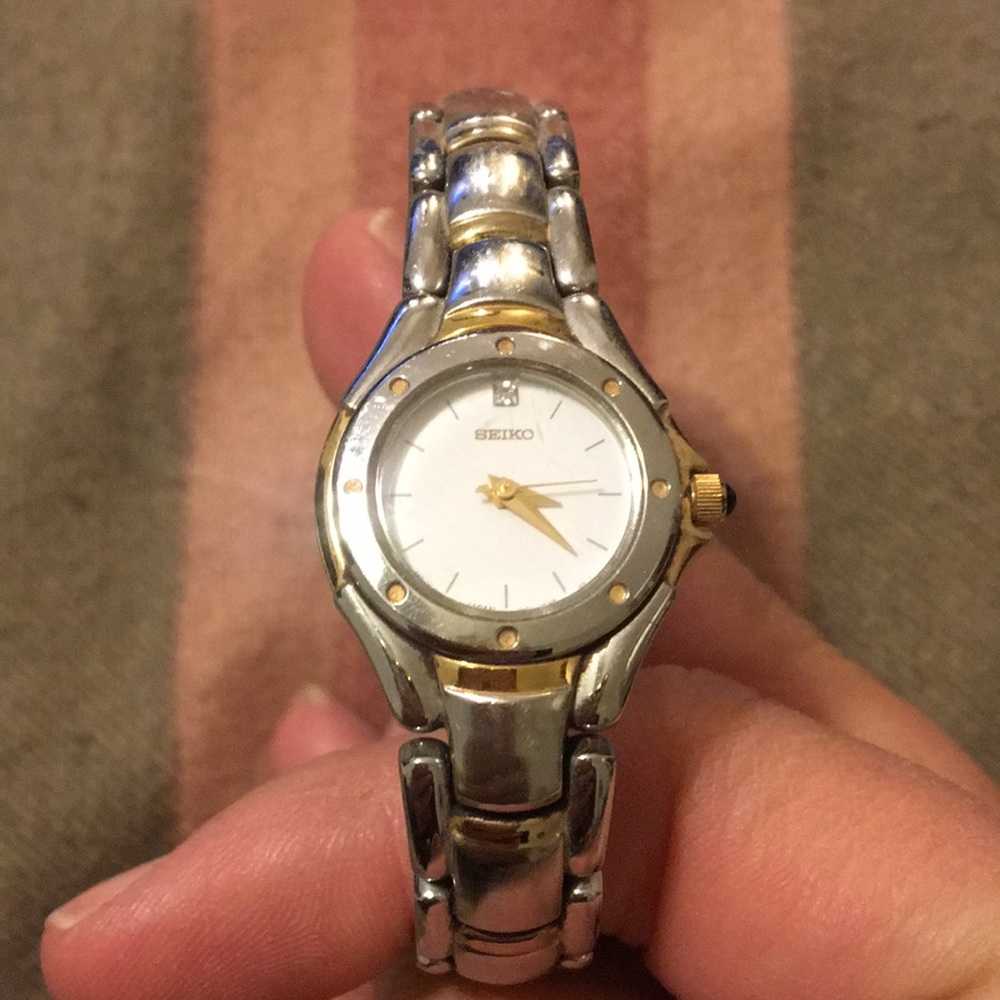Seiko two-Tone Watch w/ Sapphire Stone